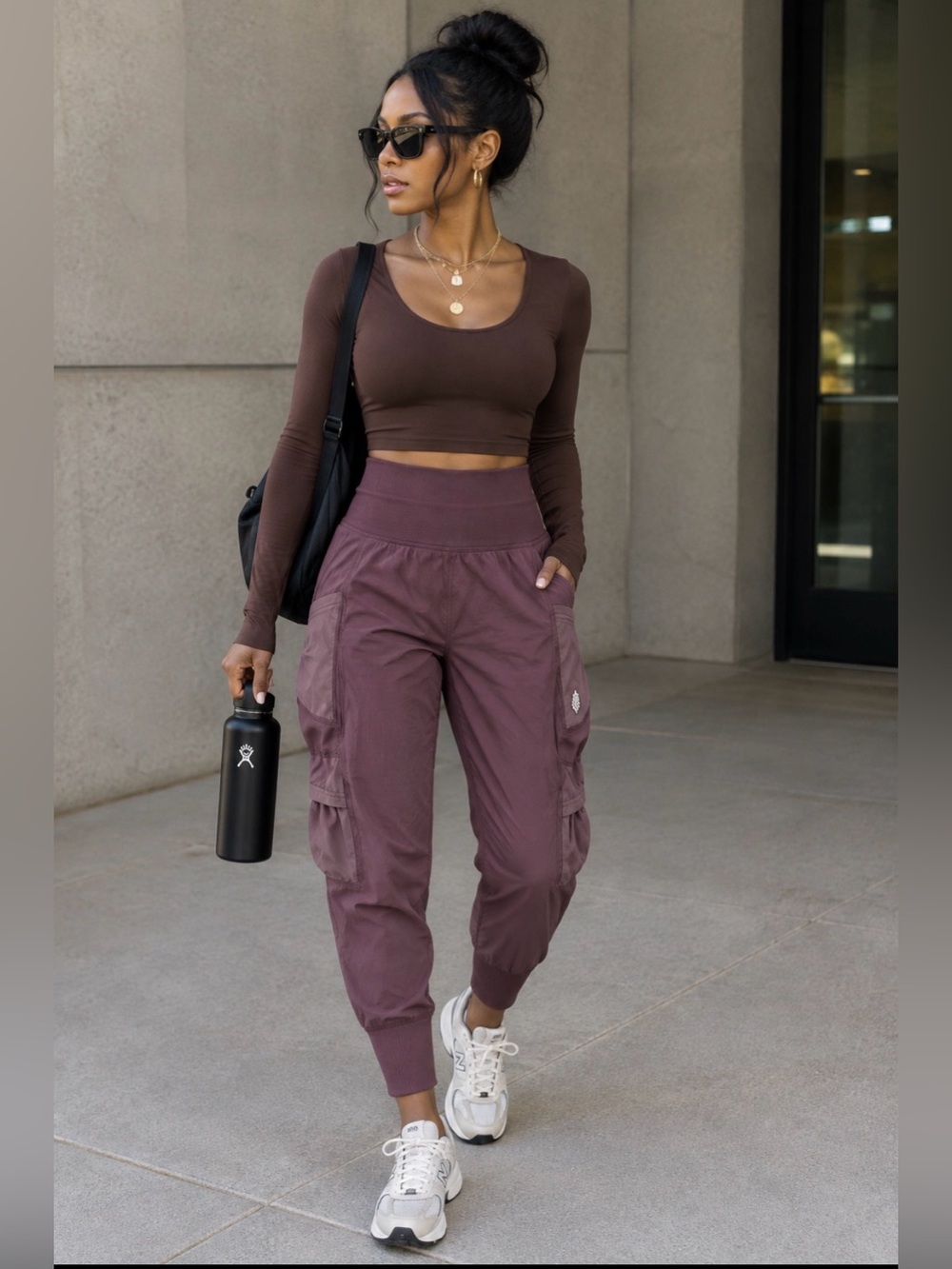 Free People FP Movement Take a Hike Harem Pants in Fig NWT Sz X-Small